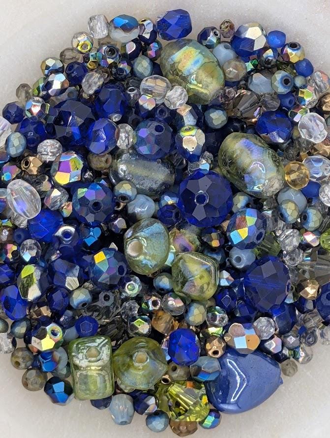 Learise Exclusive "Deep Sapphire Forest" Glass Bead Soup Mix (30g Pkg)