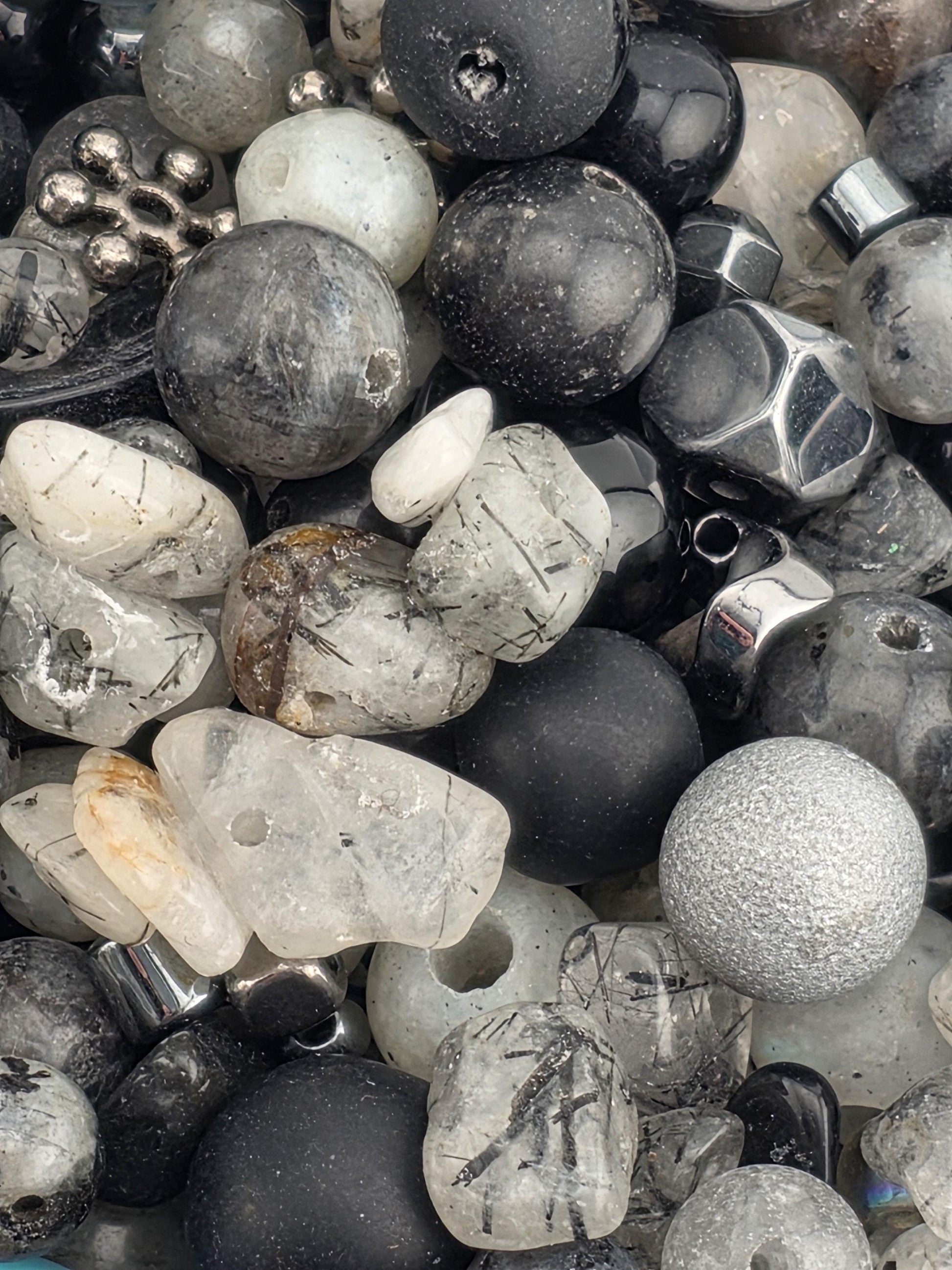 Exclusive "Thunderstone Mix" Gemstone, mixed metal & Glass Bead Mix (56g Pkg)