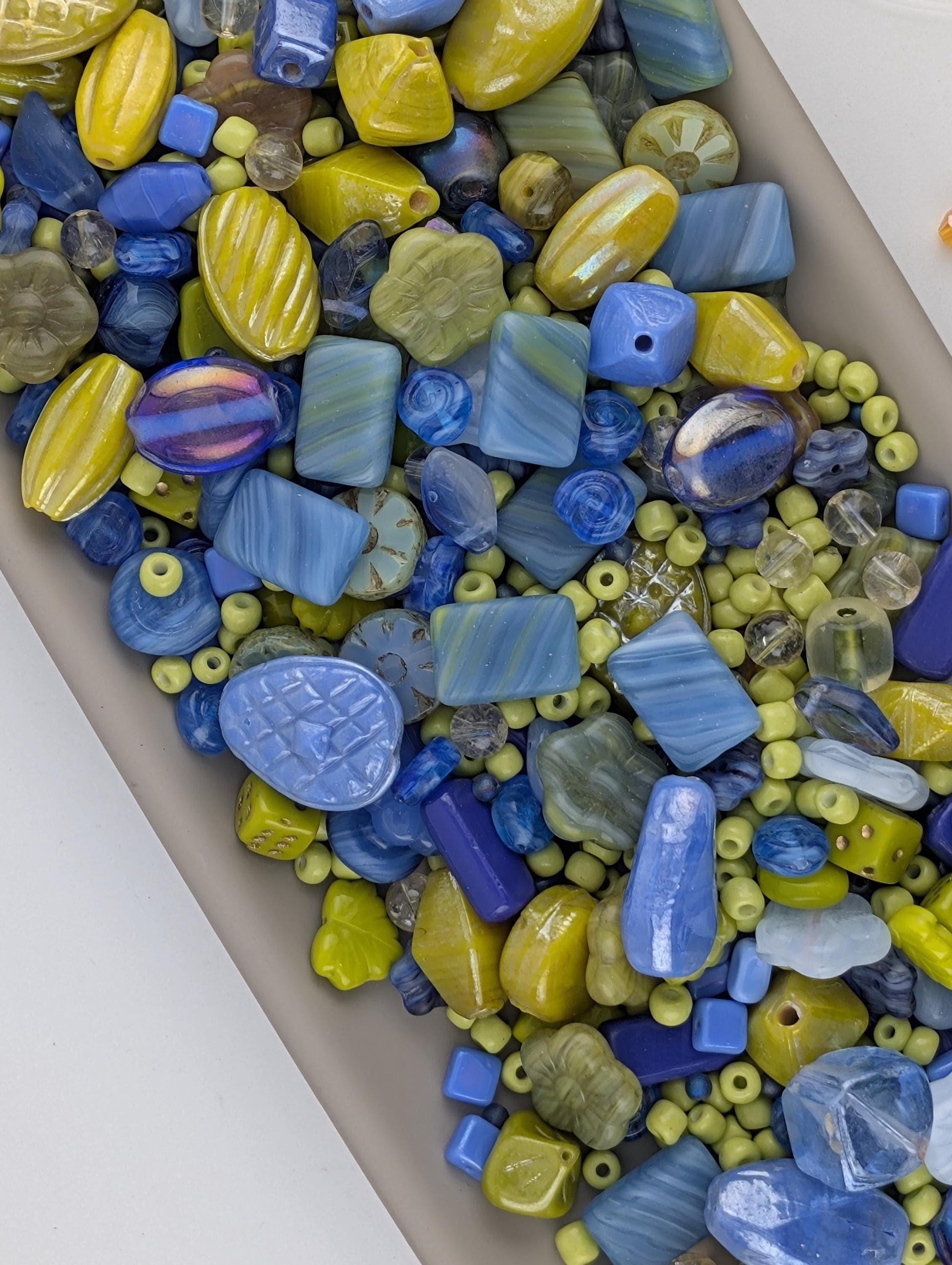 Exclusive "Blueberry Limeade" Czech Glass Bead Mix (2oz)