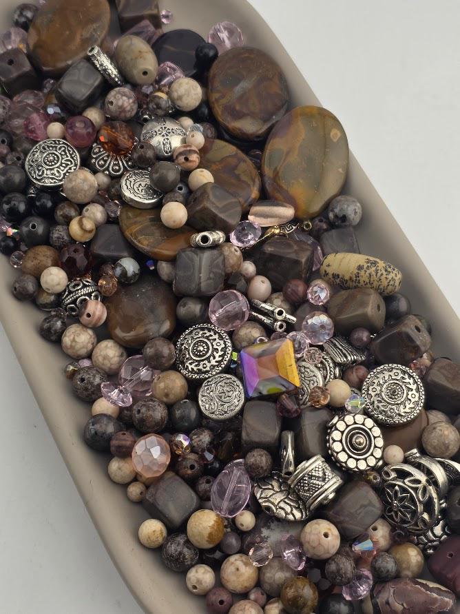 Exclusive "Mocha Swirl" Barricaded Jasper Bead Soup Mix: Natural Gemstone Jewelry Supply, Crafting Lot