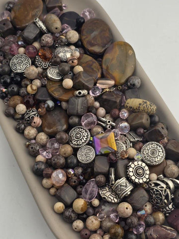 Exclusive "Mocha Swirl" Barricaded Jasper Bead Soup Mix: Natural Gemstone Jewelry Supply, Crafting Lot