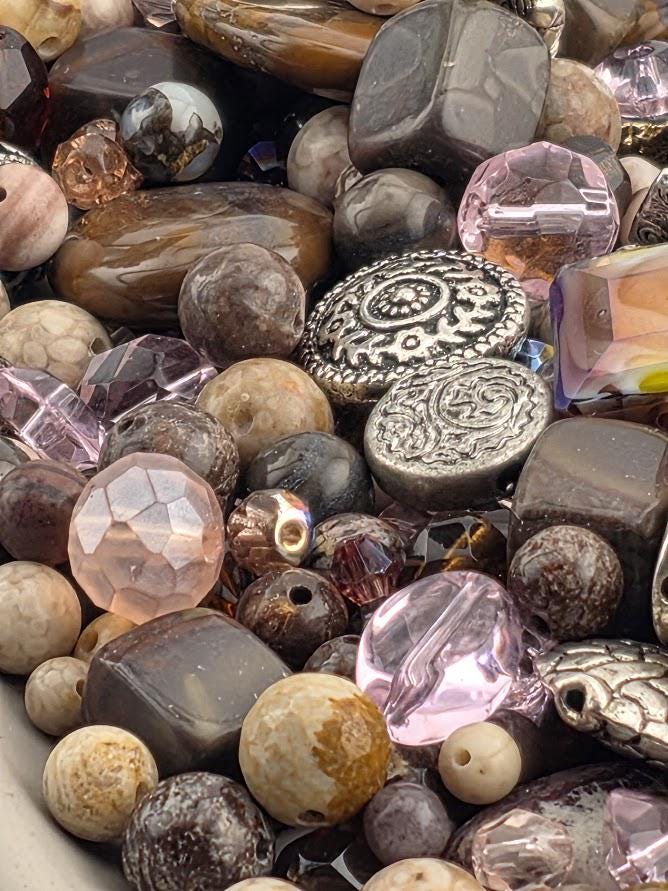 Exclusive "Mocha Swirl" Barricaded Jasper Bead Soup Mix: Natural Gemstone Jewelry Supply, Crafting Lot