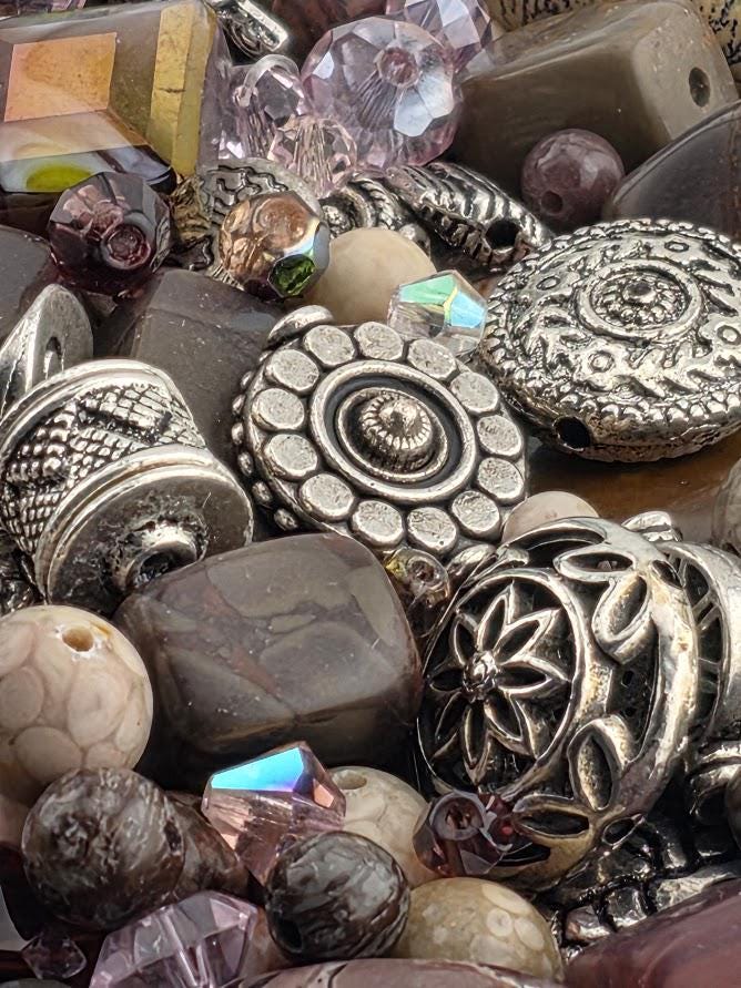 Exclusive "Mocha Swirl" Barricaded Jasper Bead Soup Mix: Natural Gemstone Jewelry Supply, Crafting Lot