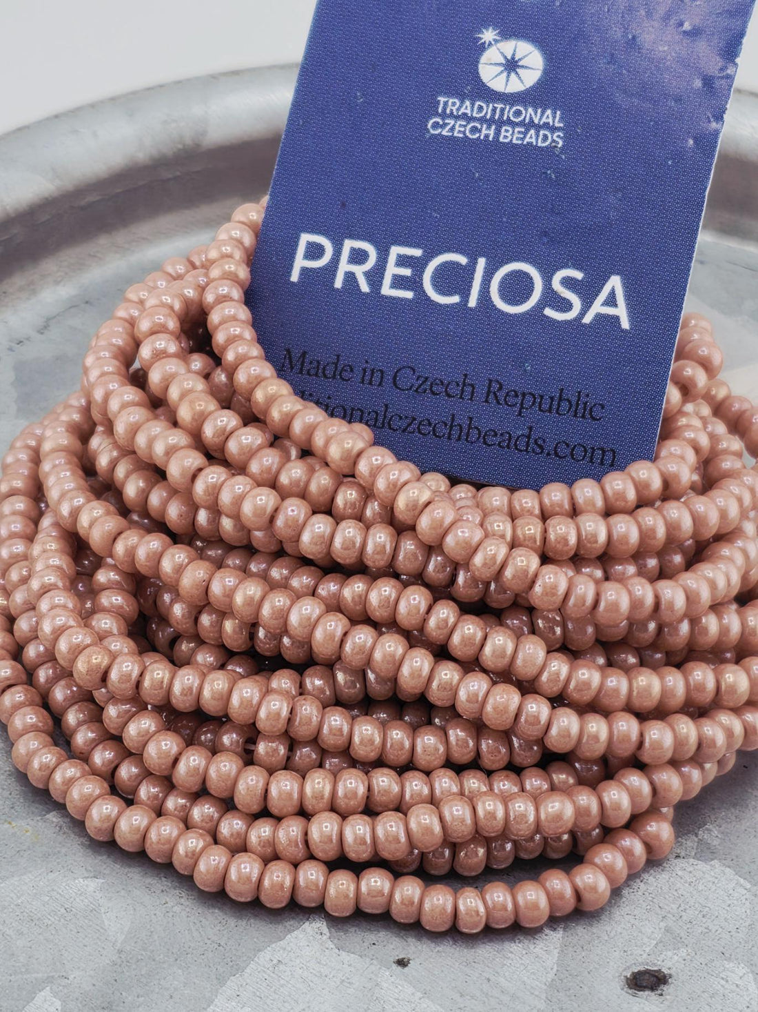 Preciosa Seed Beads: Pink Opal Luster 8/0 - Czech Glass, 37g Hank