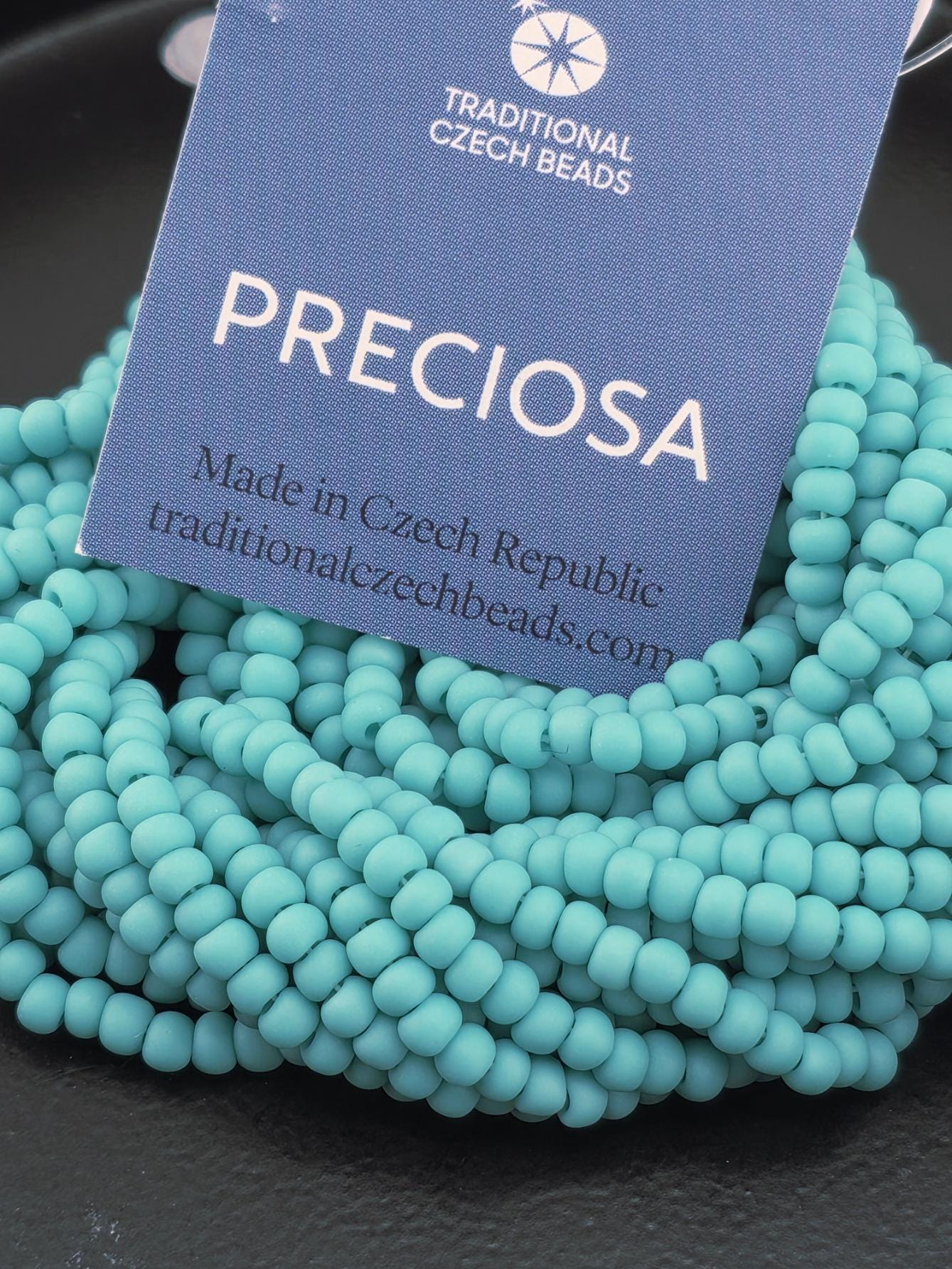 Preciosa Seed Beads 8/0: Green Turquoise Matte, 1675 pcs, 37g