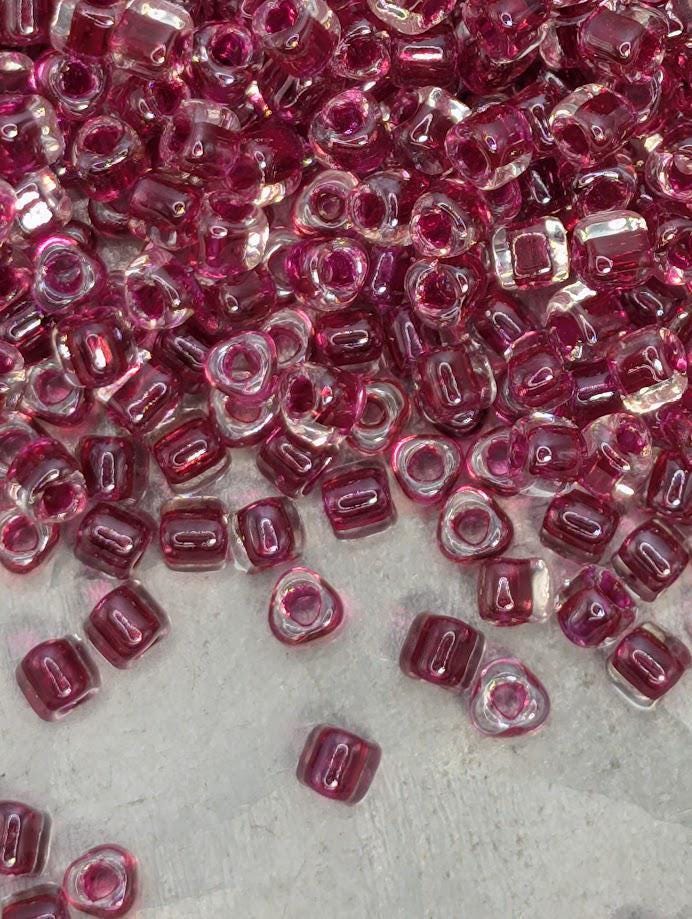 Crystal/Raspberry Inside Color Lined Miyuki Triangle Size 10/0 (15g Pkg)