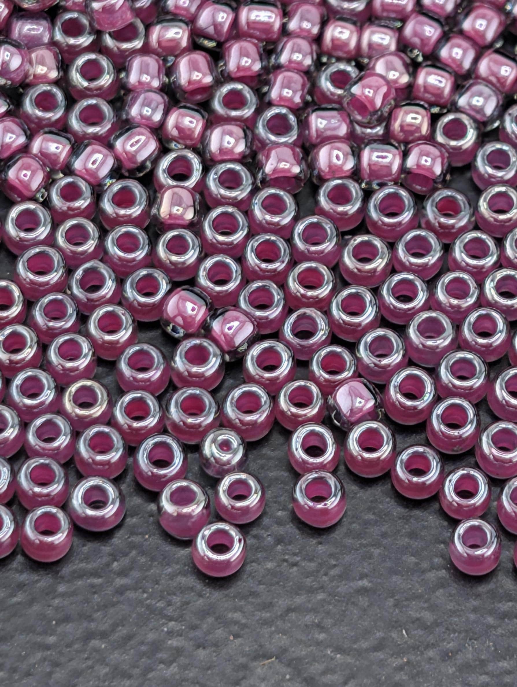 Inside-Color Gray/Magenta-Lined Size 11/0 Toho Round 2.5" tube