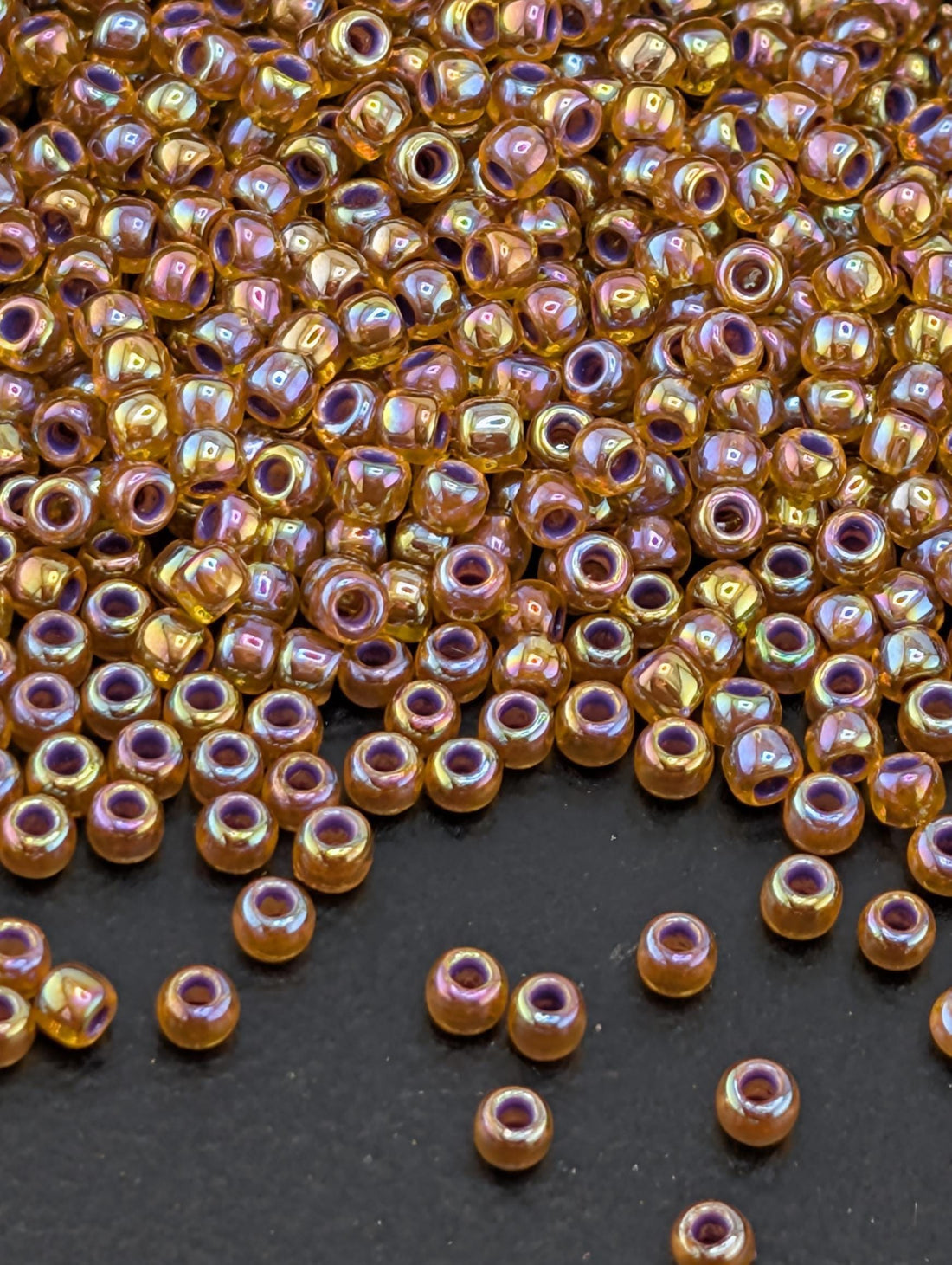 Inside-Color Rainbow Hyacinth/Opaque Purple-Lined Size 11/0 Toho Round 2.5" tube