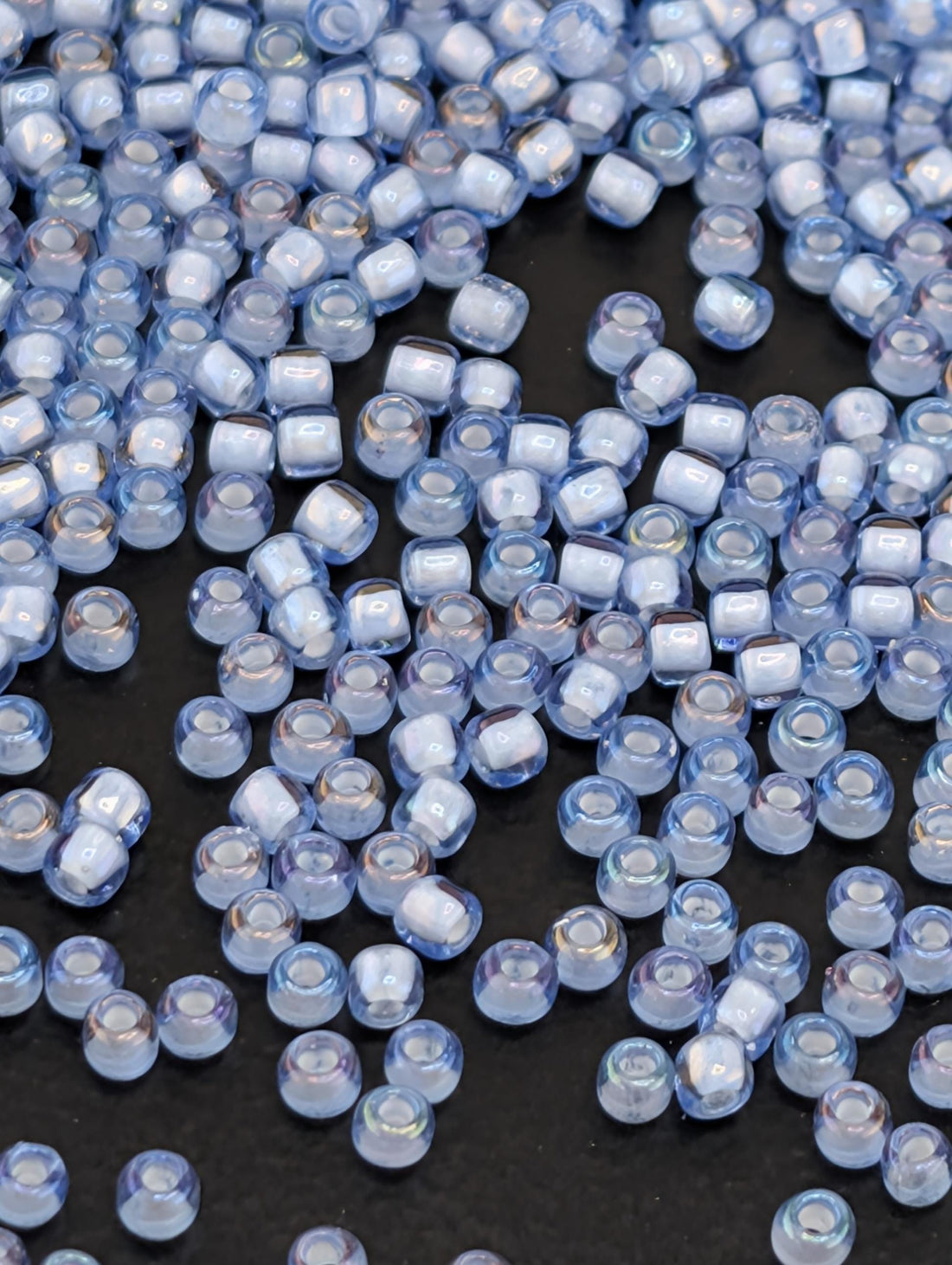 Inside-Color Lt Sapphire/White-Lined Size 11/0 Toho Round 2.5" tube