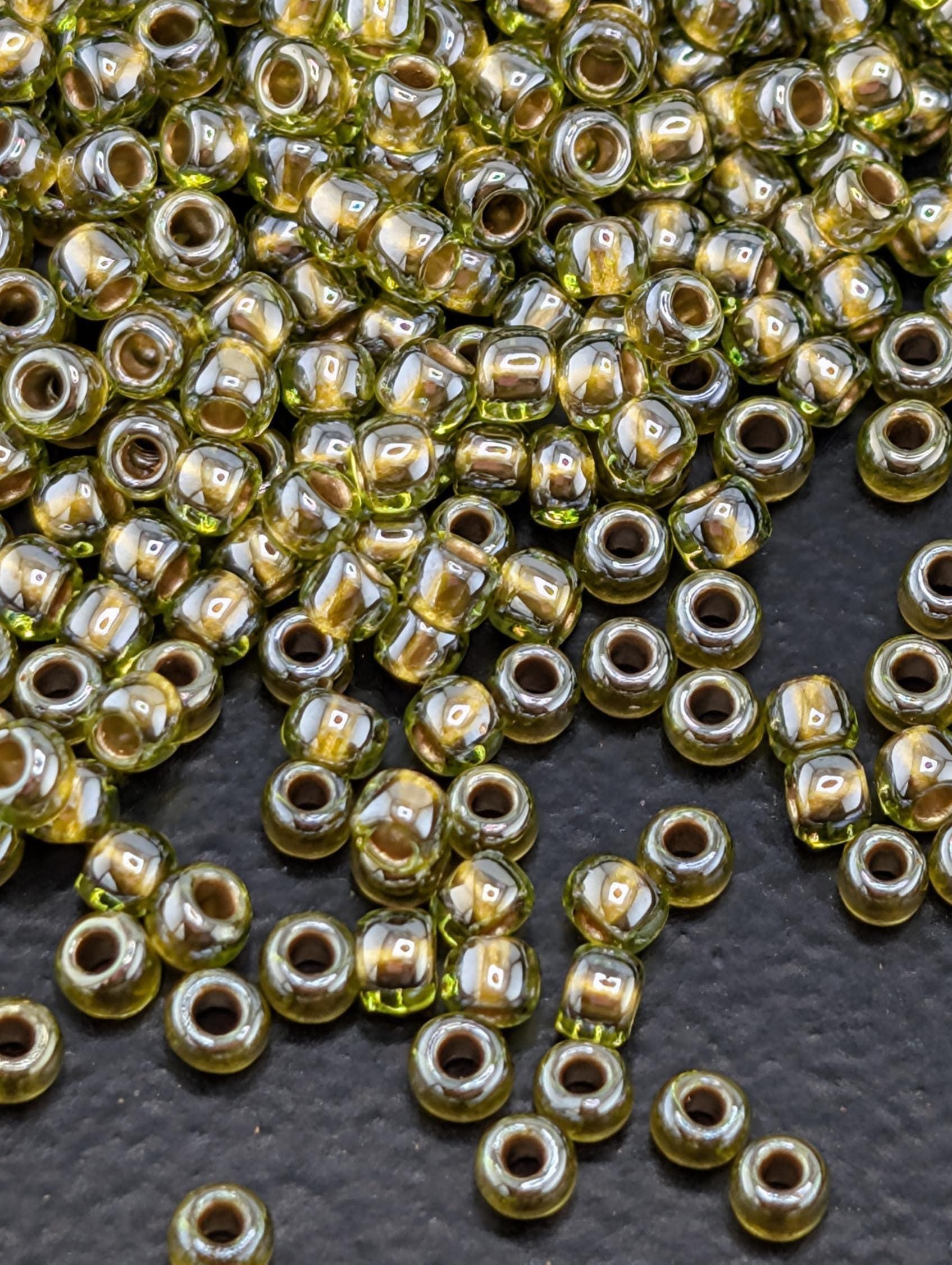 Gold-Lined Peridot Size 11/0 Toho Round 2.5" tube