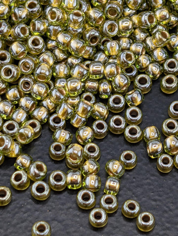 Gold-Lined Peridot Size 11/0 Toho Round 2.5" tube