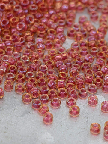 Inside-Color Rainbow Lt Topaz/Mauve-Lined Size 15/0 Toho Round 2.5" tube