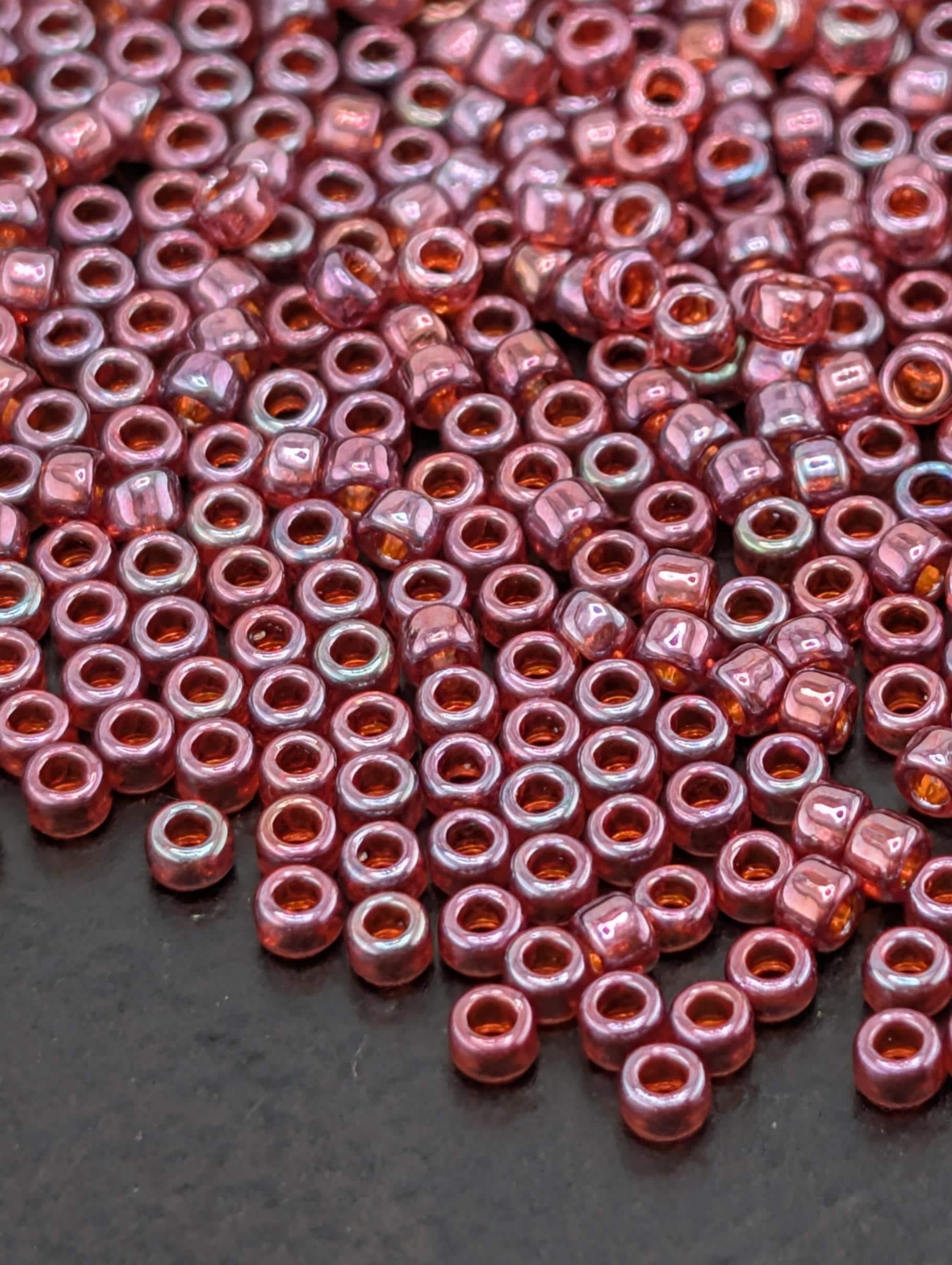 Gold-Lustered Raspberry Size 15/0 Toho Round 2.5" tube