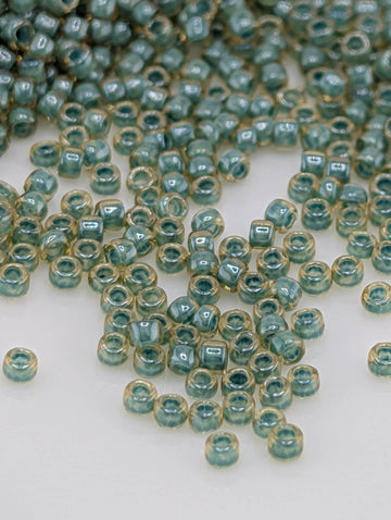 Inside-Color Topaz/Mint Julep-Lined Size 15/0 Toho Round 2.5" tube