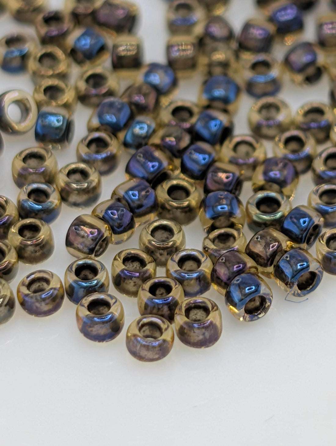 Inside-Color Rainbow Jonquil/Jet-Lined Size 15/0 Toho Round 2.5" tube