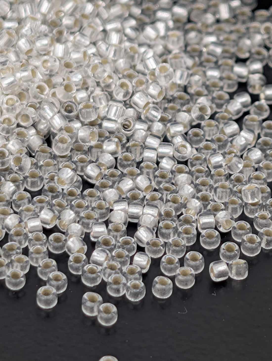 Silver-Lined Frosted Crystal Size 15/0 Toho Round 2.5" tube