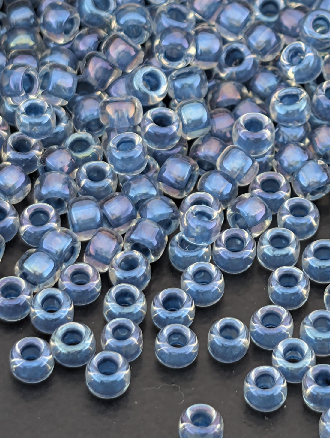 Inside-Color Luster Crystal/Capri Blue-Lined Size 8/0 Toho Round 2.5" tube