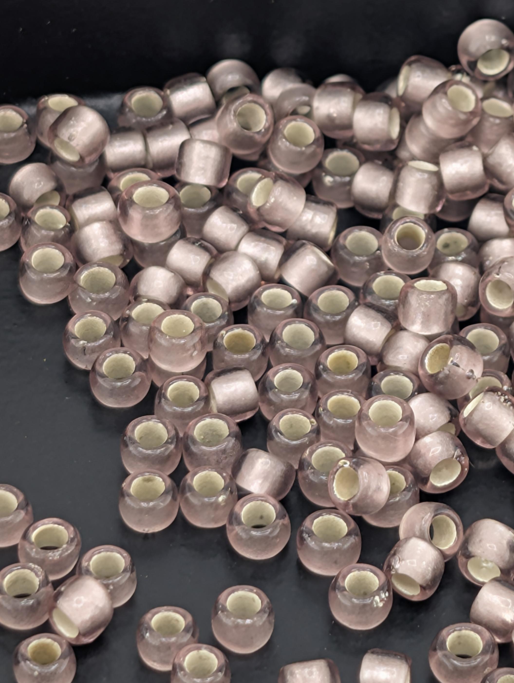 Toho Japanese Seed Beads: Frosted Lt Amethyst Silver-Lined, Size 8/0, 2.5" Tube ~8-9g