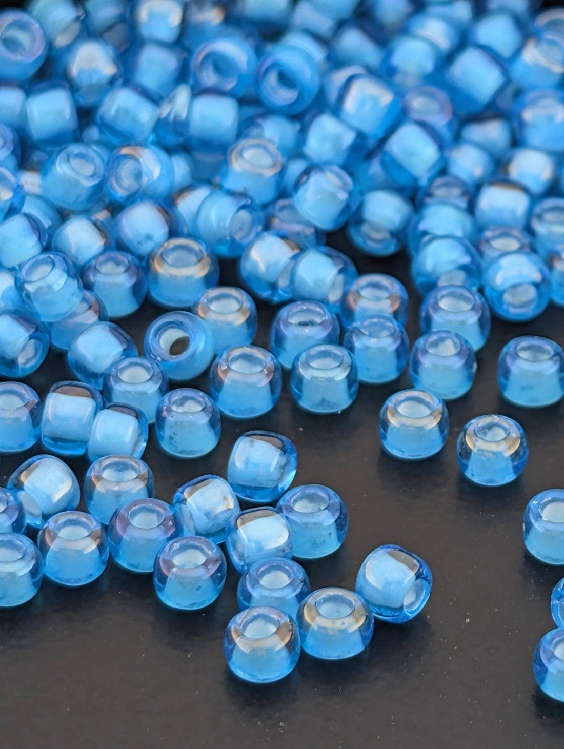 Toho Japanese Seed Beads: Aqua White Lined, Size 8/0, 2.5" Tube ~8-9g