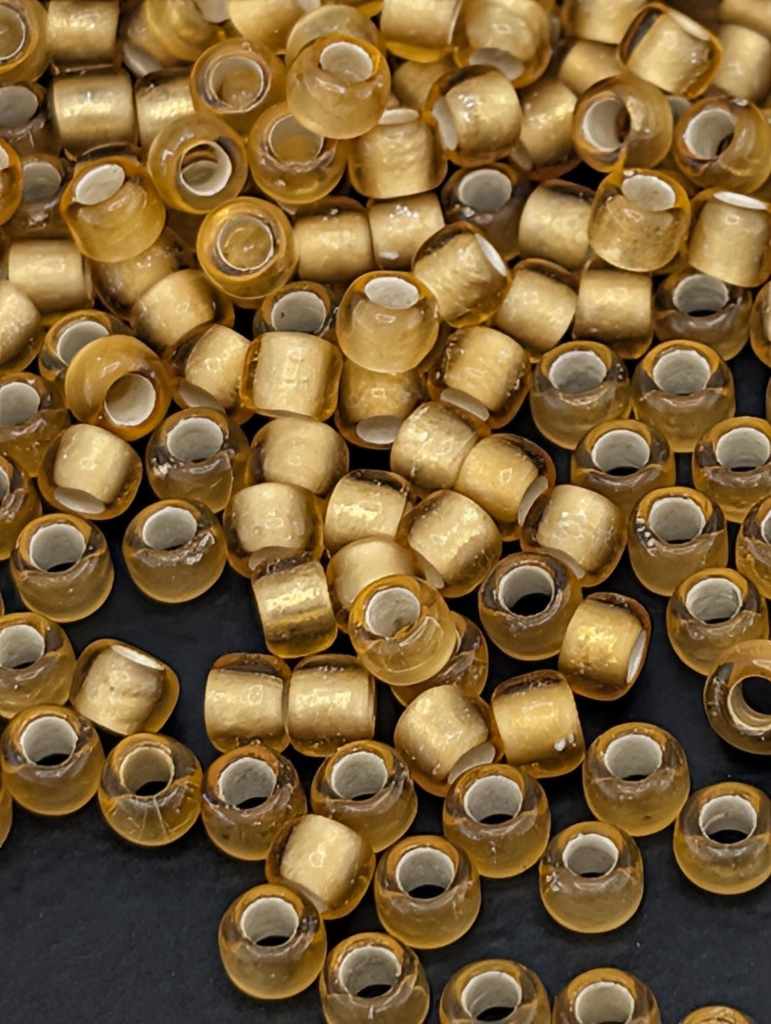 Toho Japanese Seed Beads - Frosted Topaz Silver Lined, Size 8/0, 2.5" Tube