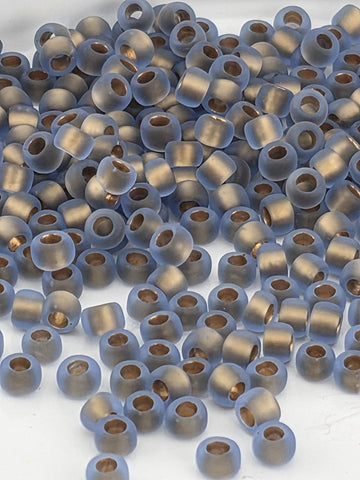 Gold-Lined Rainbow Frosted Lt Sapphire Size 8/0 Toho Round 2.5" tube