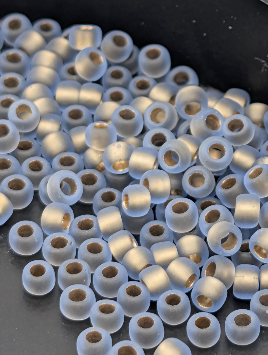 Gold-Lined Rainbow Frosted Lt Sapphire Size 8/0 Toho Round 2.5" tube