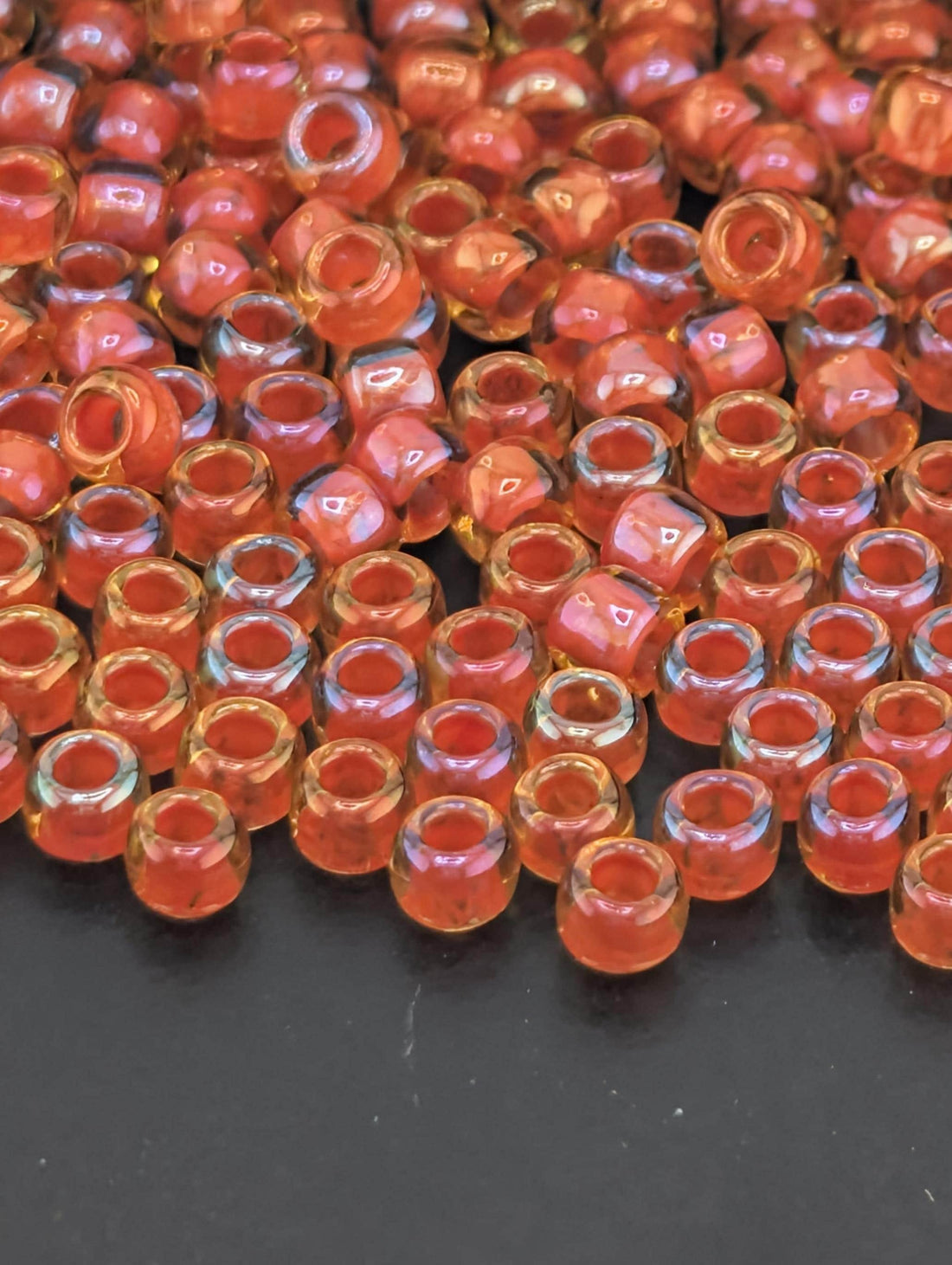 Inside-Color Lt Topaz/Hyacinth-Lined Size 8/0 Toho Round 2.5" tube