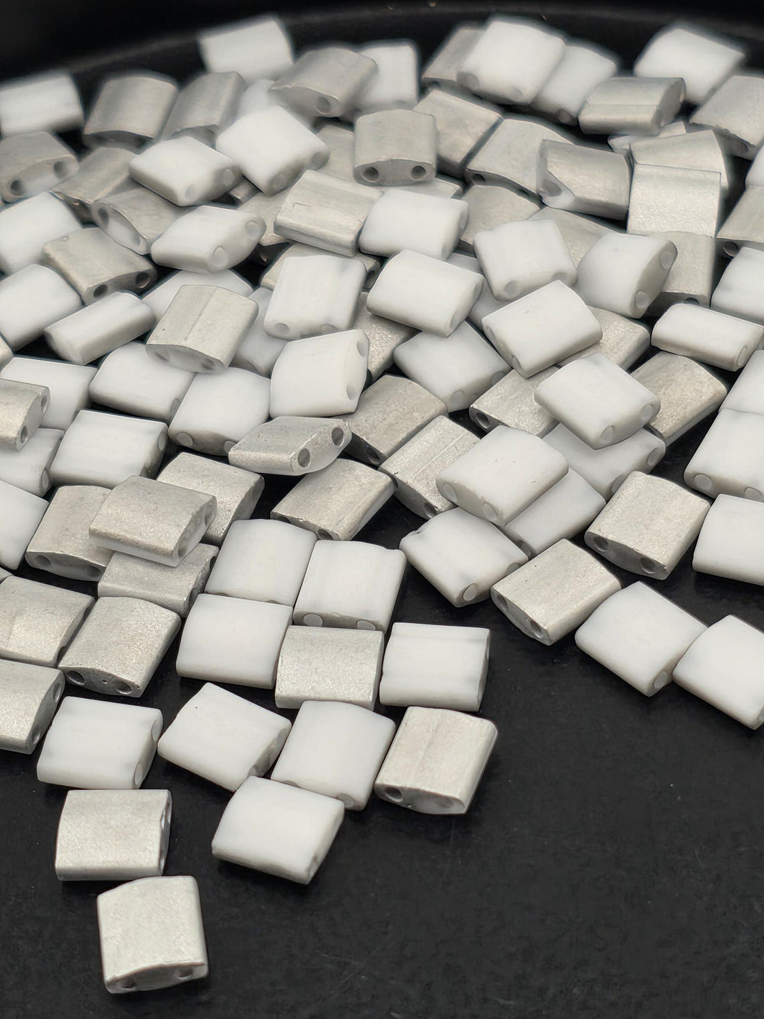 TL4558-Miyuki Tila Beads:Labrador Matte/White SC (7.5g pkg)