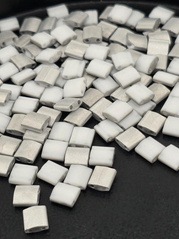 TL4558-Miyuki Tila Beads:Labrador Matte/White SC (7.5g pkg)