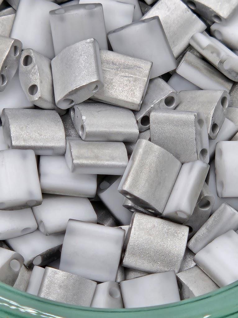 TL4558-Miyuki Tila Beads:Labrador Matte/White SC (7.5g pkg)