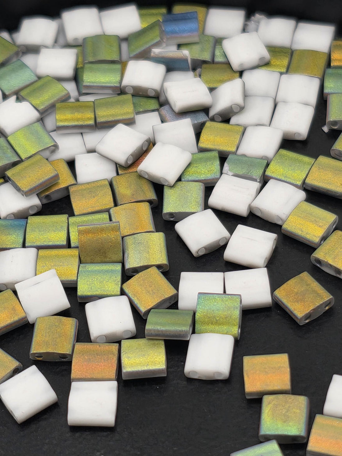 TL4559-Miyuki Tila Beads:Vitrail/White Matte SC (7.5g pkg)