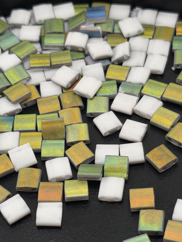 TL4559-Miyuki Tila Beads:Vitrail/White Matte SC (7.5g pkg)