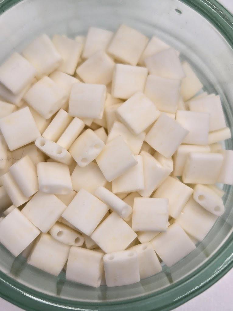 TL2021-1-Miyuki Tila Beads:Opaque matte Cream (7.5g pkg)