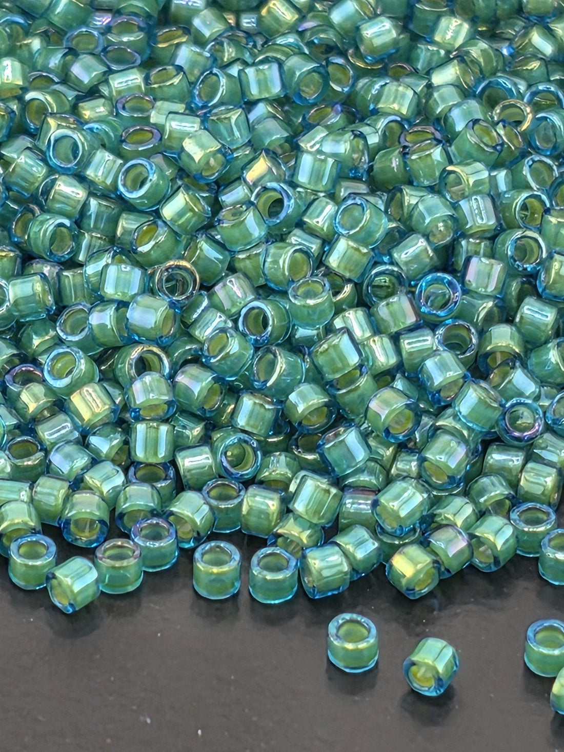 DB2381:Shamrock Inside Color Lined Rainbow Duracoat Miyuki Delica (Size 11, 7 grams, ~1400 beads)