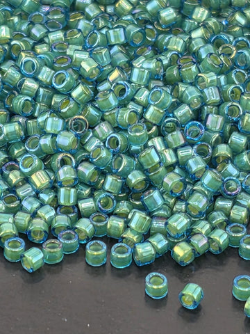 DB2381:Shamrock Inside Color Lined Rainbow Duracoat Miyuki Delica (Size 11, 7 grams, ~1400 beads)