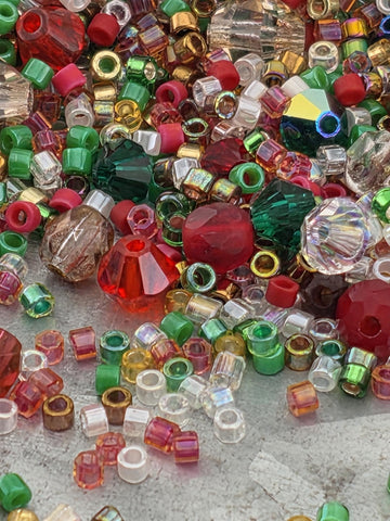 Preciosa & Delica Bead Mix "Mistletoe Magic" (Size 11, 7 grams, ~1300 beads)