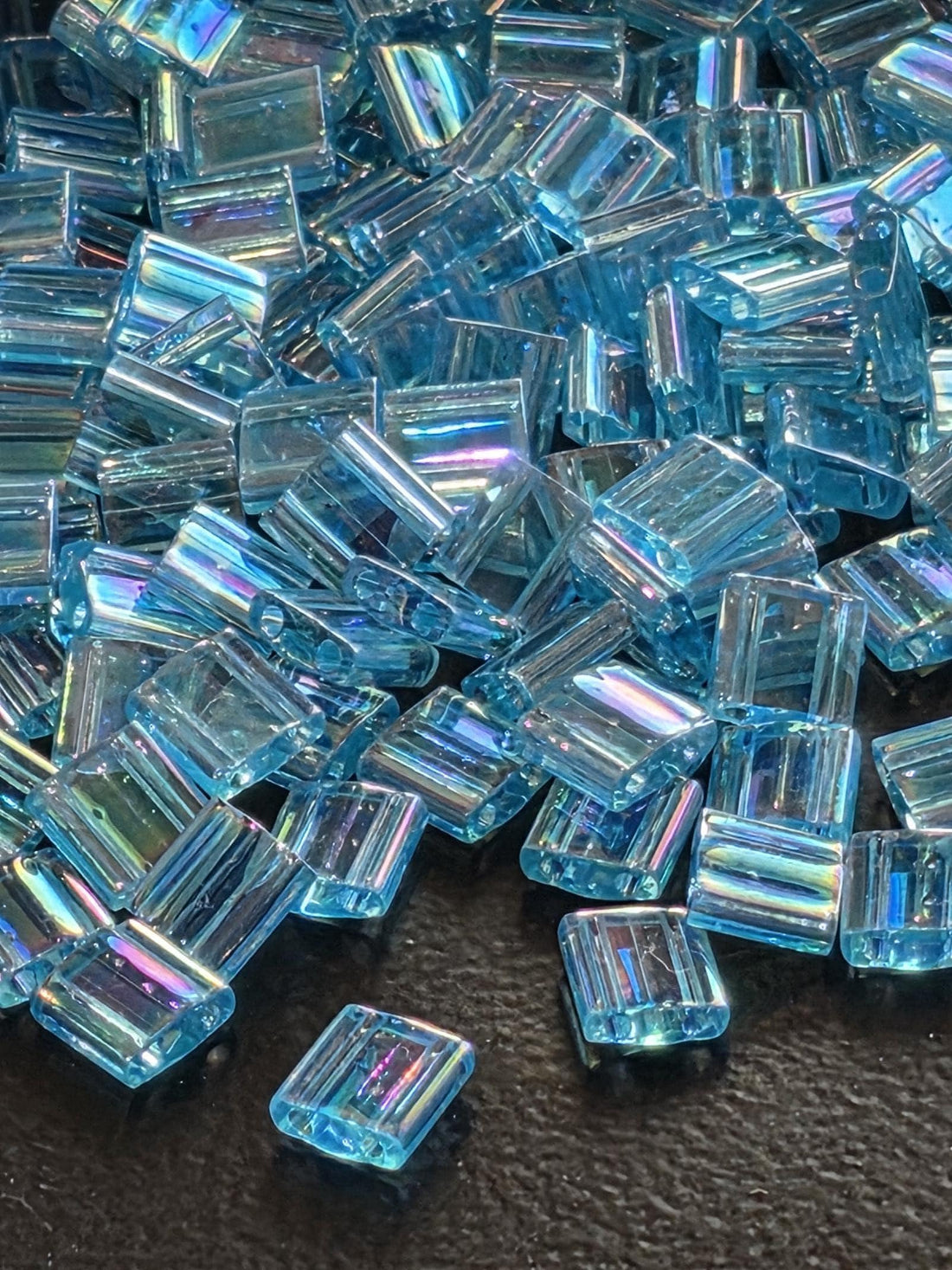 TL0260-Miyuki Tila Beads:Blue Topaz T/R (7.5g pkg)