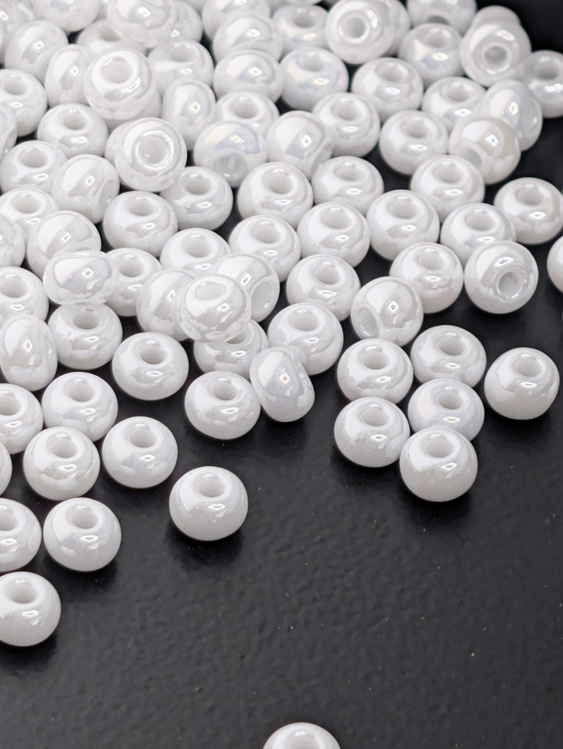 Preciosa Size 6 Seed Beads, Op White Luster (20g Tube)