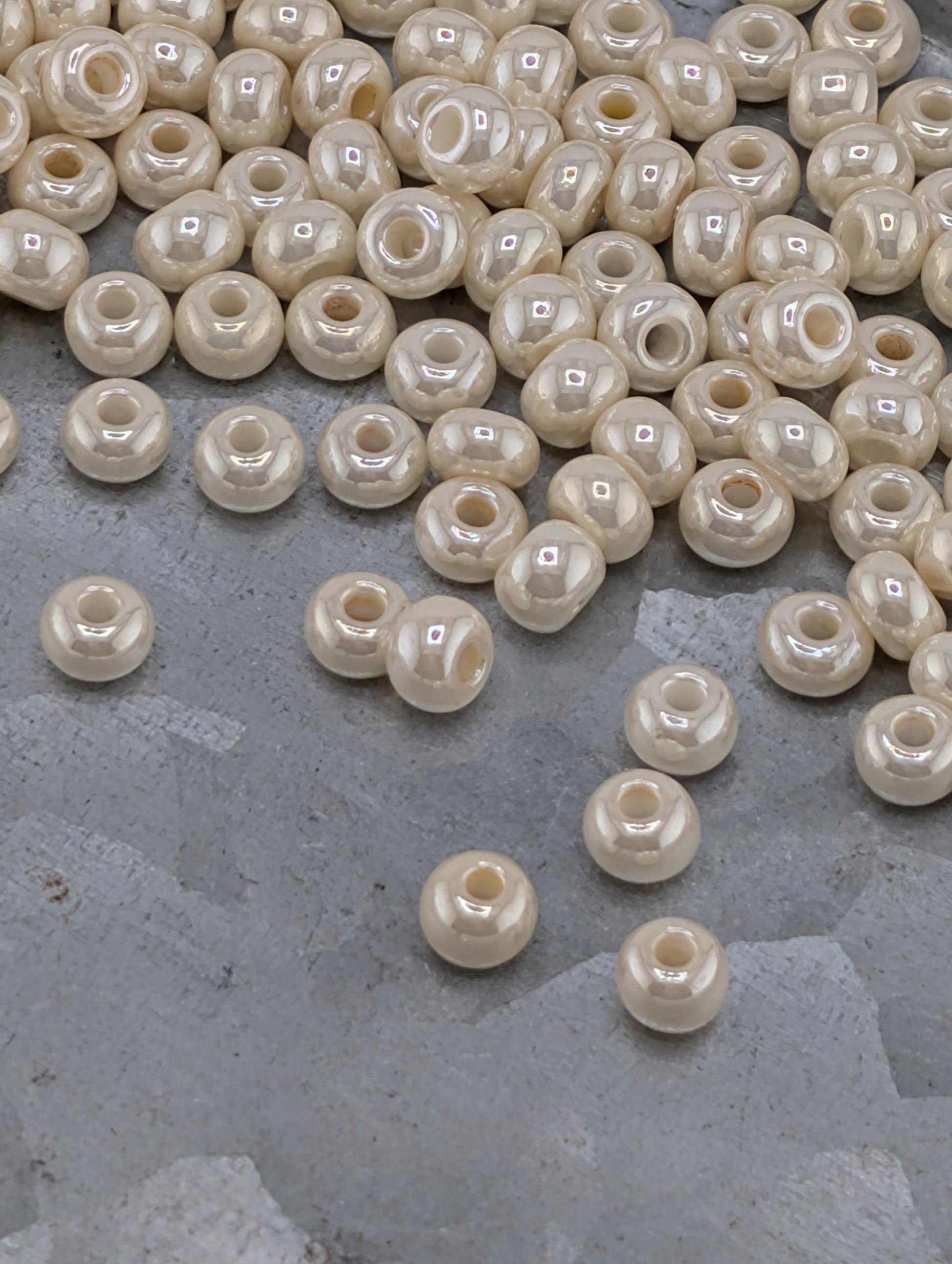Preciosa Size 6 Seed Beads, Light Eggshell Czech Glass (20g Tube)