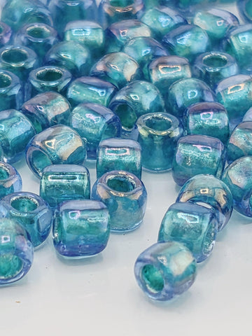 Rainbow Crystal Toho Japanese Seed Beads - Teal-Lined, Size 6/0, 2.5" Tube ~8-9g