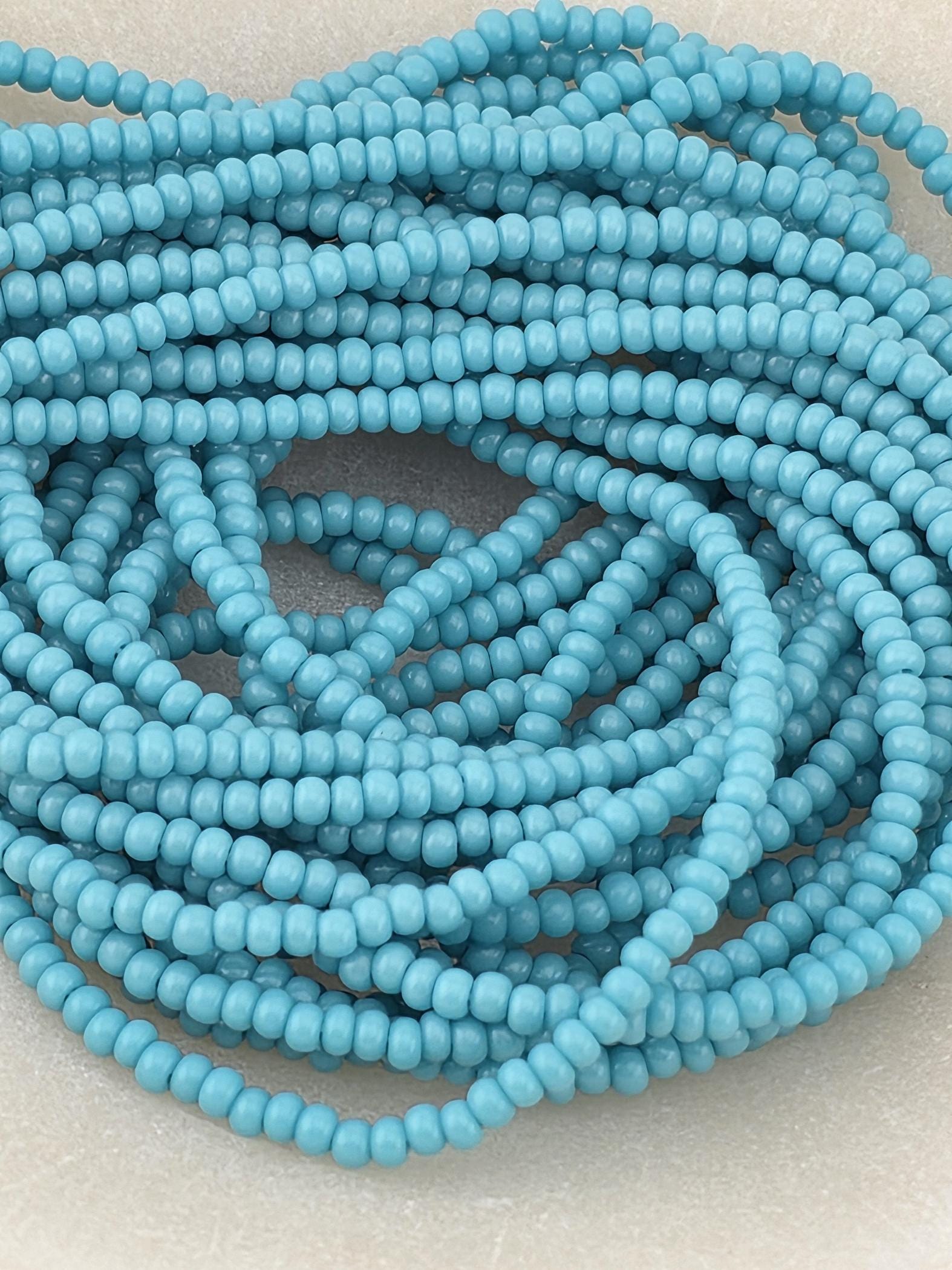 Preciosa Glass Seed Beads, Czech Opal Blue Turquoise (11/0, 6-string/20" half-hank)