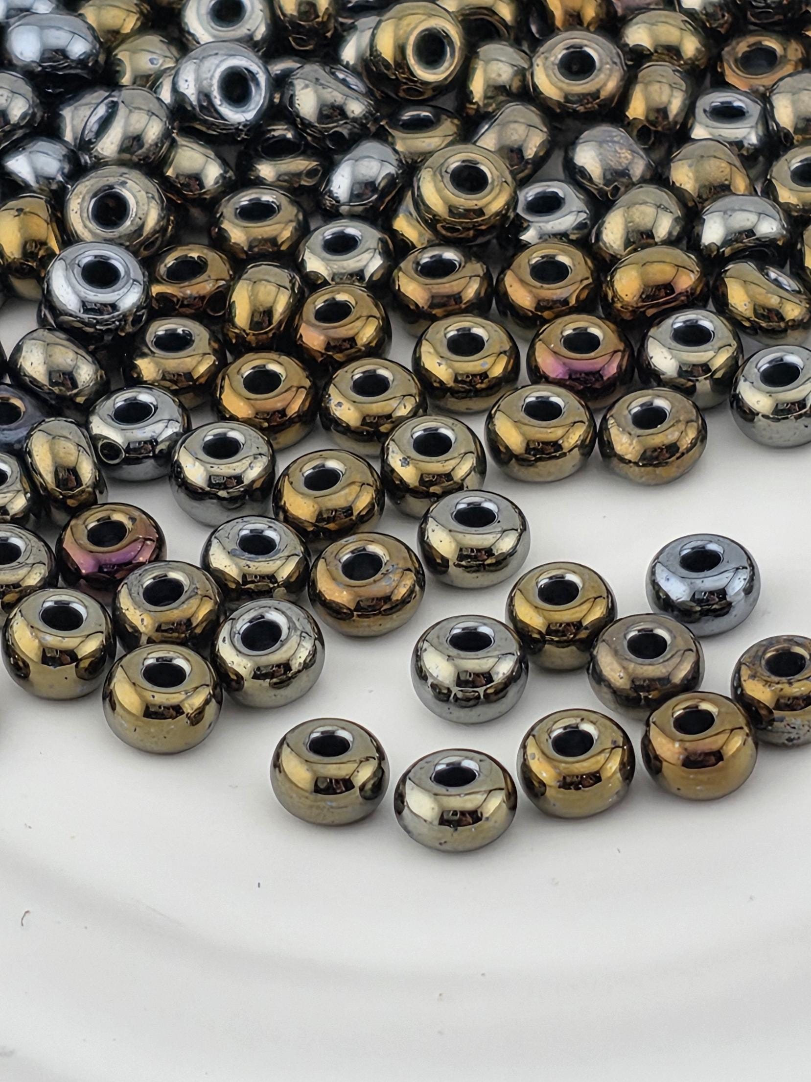 Preciosa Size 6 Seed Beads: Opaque Brown Iris Black, 15g Package