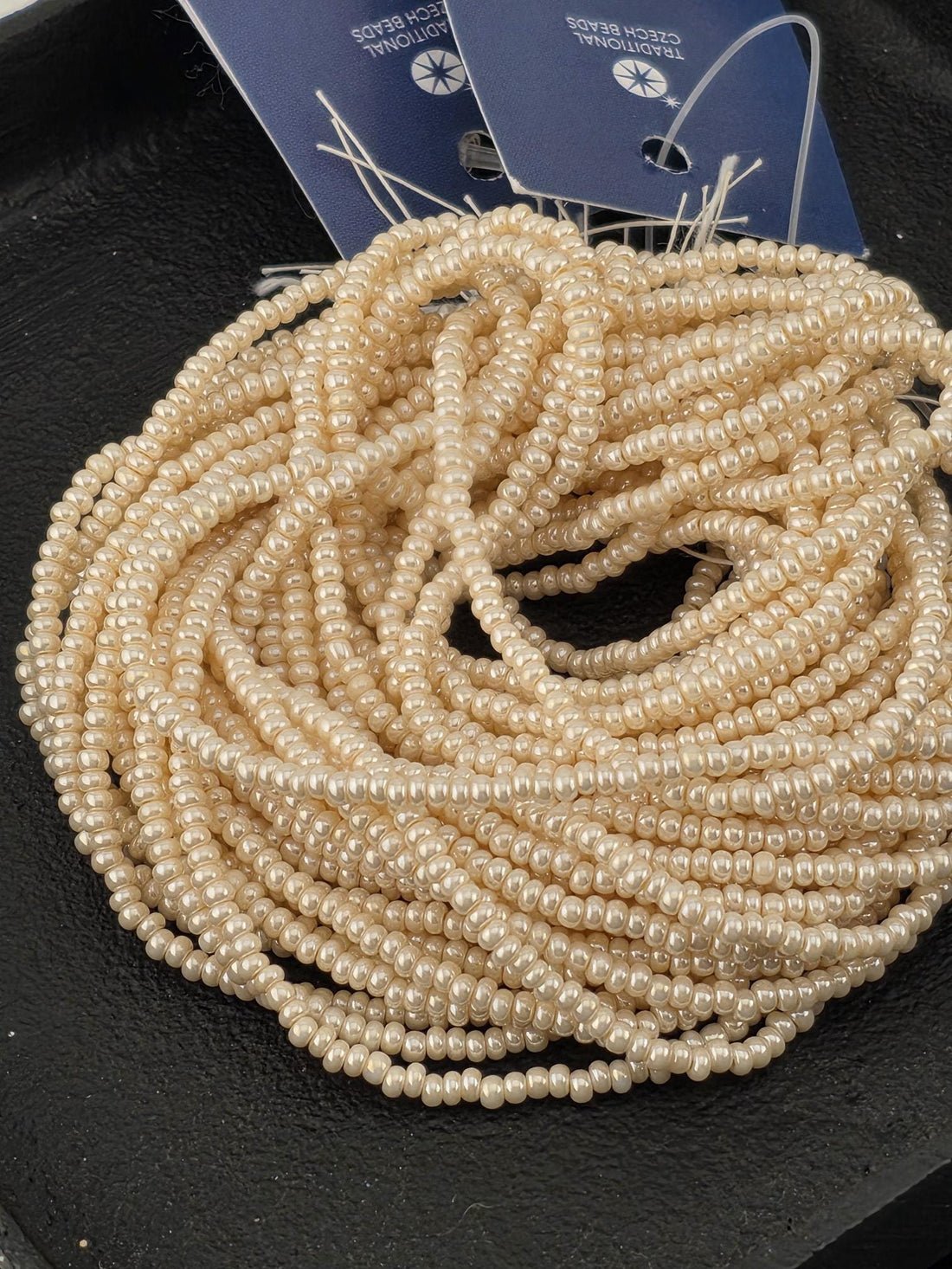 Czech Glass Seed Beads - Preciosa 11/0 Eggshell, 6-string/20" half-hank