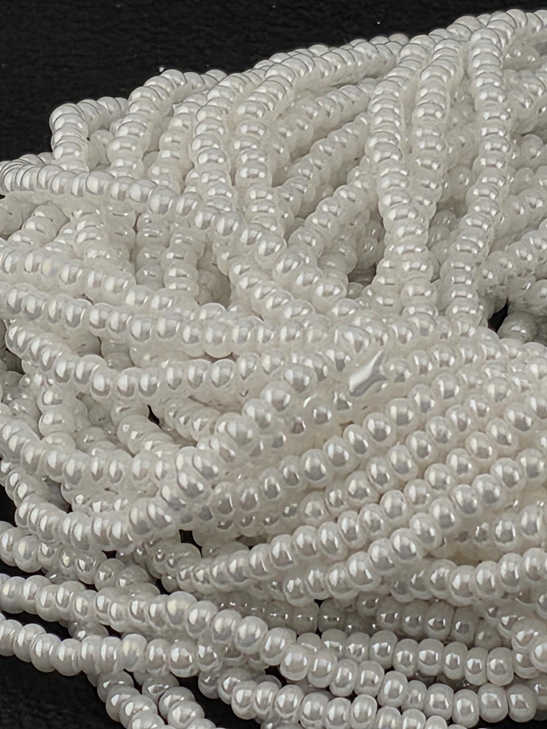 Czech Glass Seed Beads: Op White Luster 11/0 - Preciosa Rocaille, 6-string/20" half-hank