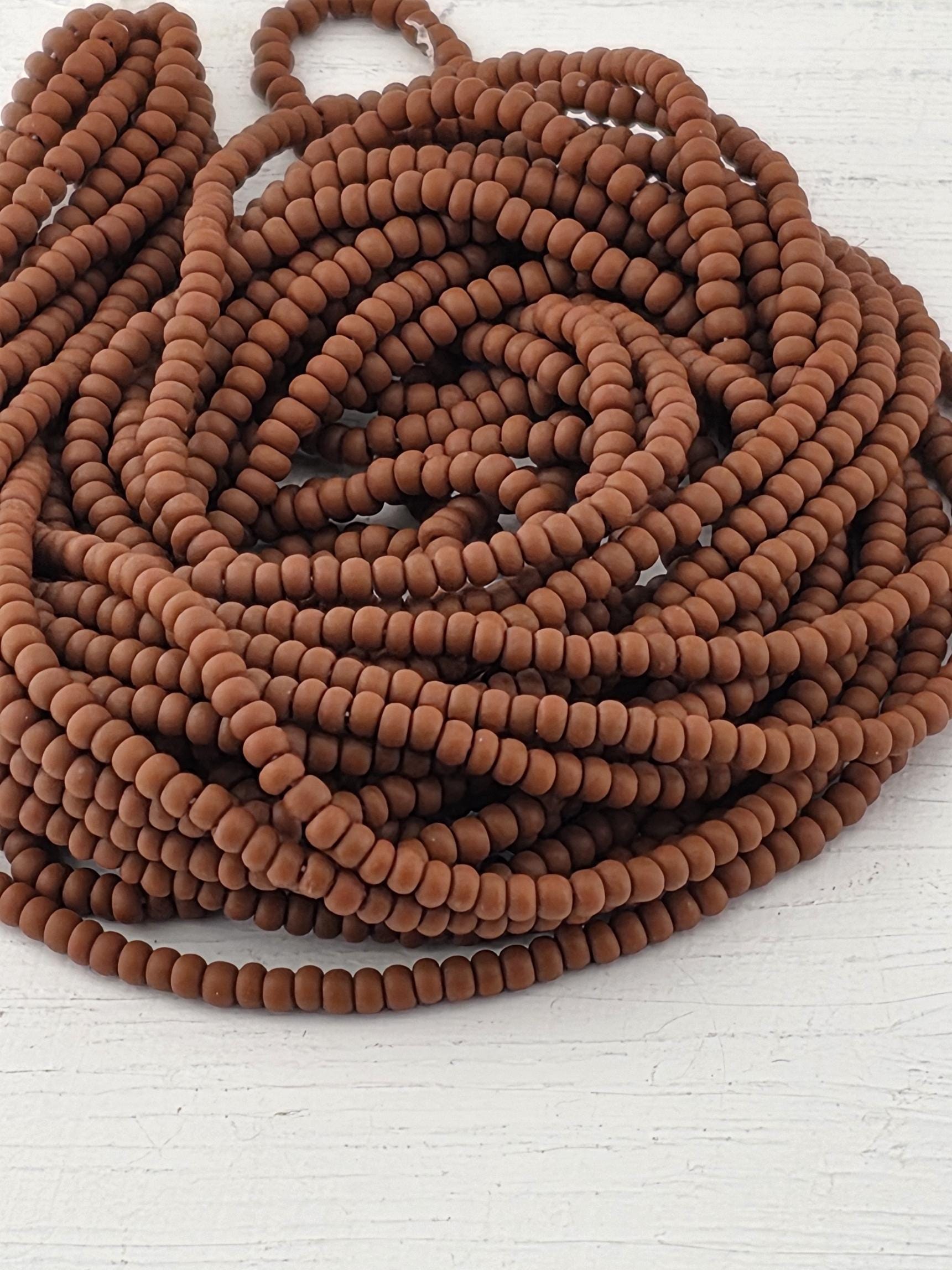 Preciosa 11/0 Czech Brown Matte -6 String/Hnk-Appx 18 Gms