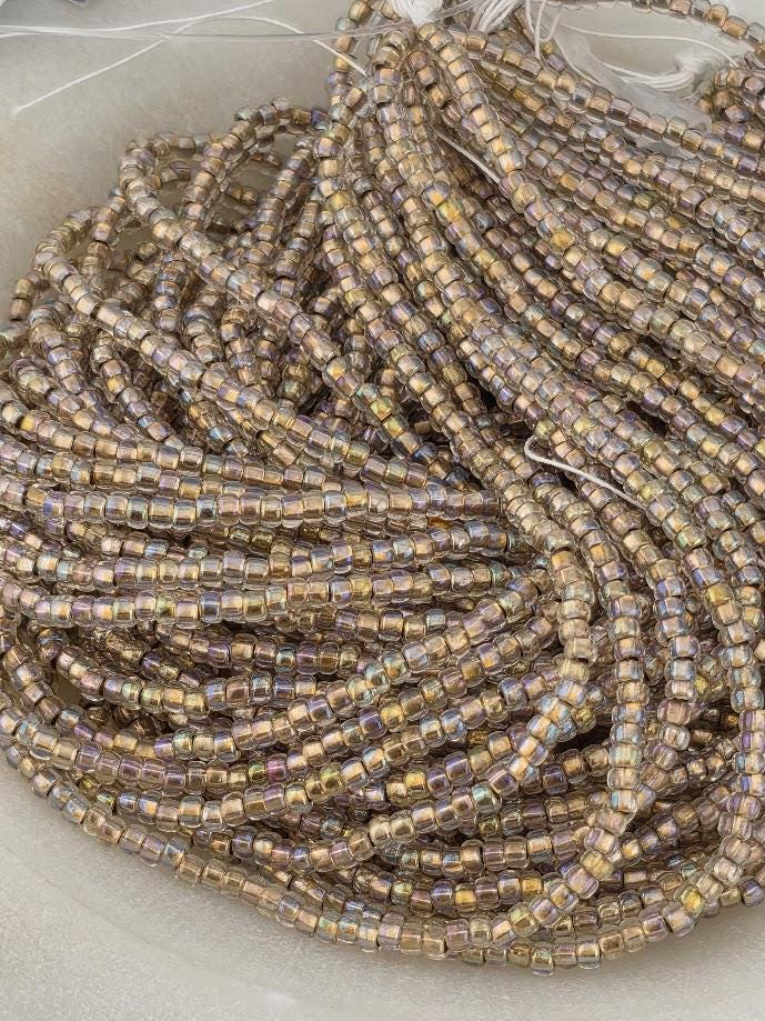 Czech Glass Seed Beads: Preciosa Crystal Bronze AB 1/0 Size 6-string/20" half-hank