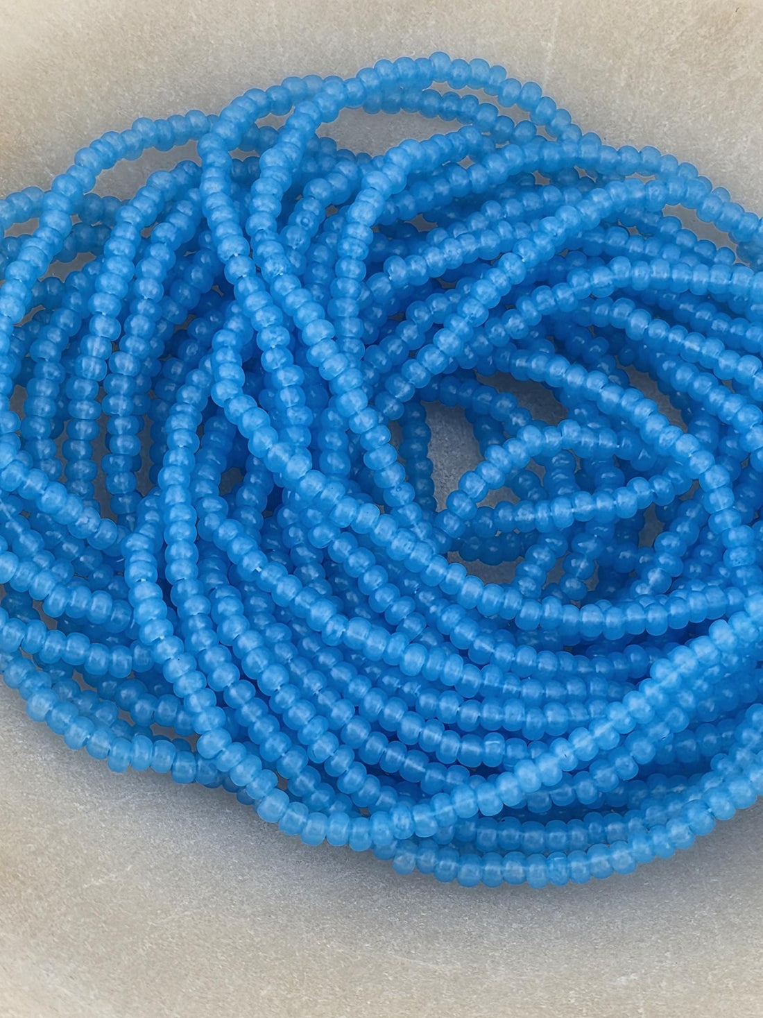 Czech Glass Seed Beads: Aqua Opal Rocaille - 11/0 Size, 6-string/20" half-hank