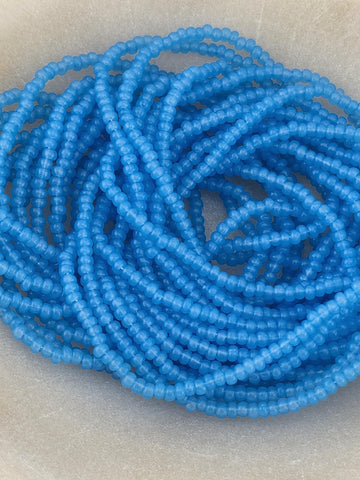 Czech Glass Seed Beads: Aqua Opal Rocaille - 11/0 Size, 6-string/20" half-hank