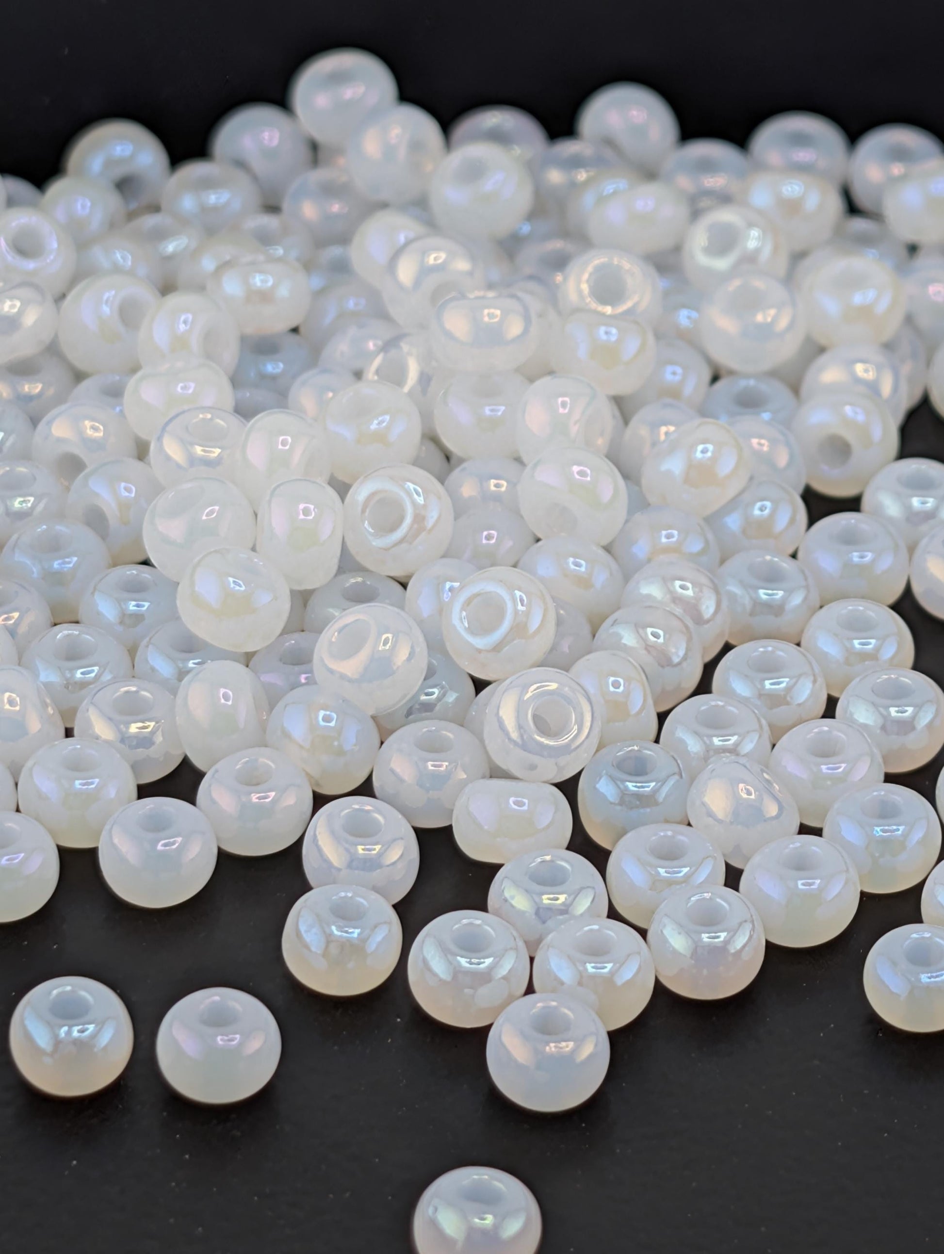 Preciosa Seed Beads, Size 6, White Alabaster Czech Glass (20g Tube)