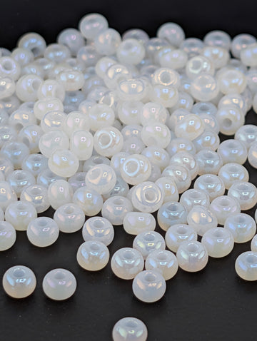 Preciosa Seed Beads, Size 6, White Alabaster Czech Glass (20g Tube)